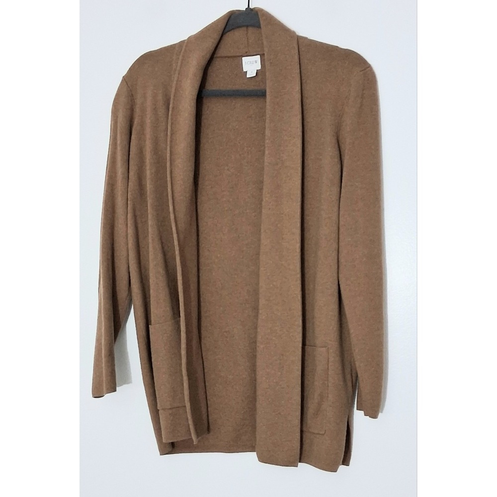J‎ Crew Sweater Blazer Women's Size Small Brown Pockets Open Front Pre-owned